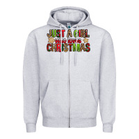 Heather Grey just a girl who loves christmas with cookies Zipper Hoodie - FaDigitalArtStudio