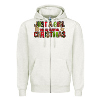 Oatmeal Heather just a girl who loves christmas with cookies Zipper Hoodie - FaDigitalArtStudio