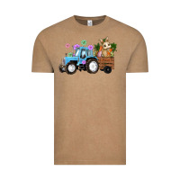 Vintage Coffee Happy Easter Tractor with Bunny Flowers and Carrot Vintage Tee - RanaPortraitStore