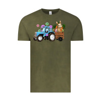 Vintage Olive Happy Easter Tractor with Bunny Flowers and Carrot Vintage Tee - RanaPortraitStore