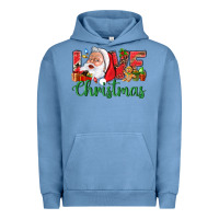Pigment Pebble Blue Love Christmas With Santa Urban Hoodie - BundleAndBundleShop