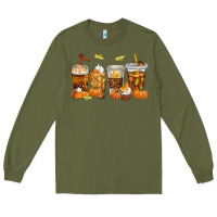 Army Green Fall Coffee Cups Long Sleeve Tee - texasbilliewilder