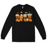 Black Fall Coffee Cups Long Sleeve Tee - texasbilliewilder