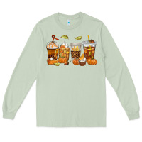 Matcha Fall Coffee Cups Long Sleeve Tee - texasbilliewilder