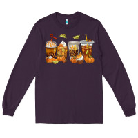 Plum Fall Coffee Cups Long Sleeve Tee - texasbilliewilder