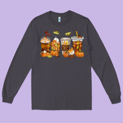 Fall Coffee Cups Long Sleeve Tee Designed By Texasbilliewilder