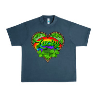 Midnight Navy lucky heart with leopard Urban Heavy Tee - RanaPortraitStore