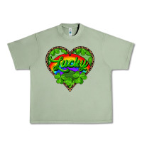 Oil Green lucky heart with leopard Urban Heavy Tee - RanaPortraitStore