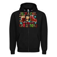 Black just a girl who loves christmas Zipper Hoodie - FaDigitalArtStudio