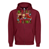 Burgundy just a girl who loves christmas Zipper Hoodie - FaDigitalArtStudio
