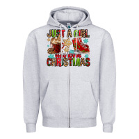 Heather Grey just a girl who loves christmas Zipper Hoodie - FaDigitalArtStudio