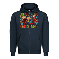 Navy just a girl who loves christmas Zipper Hoodie - FaDigitalArtStudio
