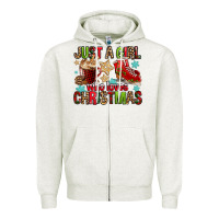 Oatmeal Heather just a girl who loves christmas Zipper Hoodie - FaDigitalArtStudio