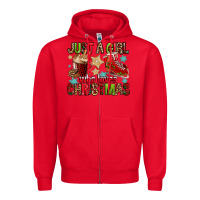 Red just a girl who loves christmas Zipper Hoodie - FaDigitalArtStudio