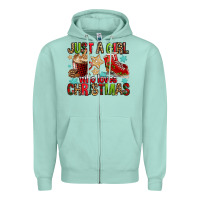 Seafoam just a girl who loves christmas Zipper Hoodie - FaDigitalArtStudio