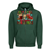 Sports Green just a girl who loves christmas Zipper Hoodie - FaDigitalArtStudio