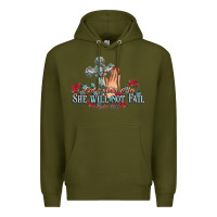 Army Green she will not fail psalm christian cross pray Premium Hoodie - NancyCooperArtShop