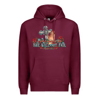 Burgundy she will not fail psalm christian cross pray Premium Hoodie - NancyCooperArtShop