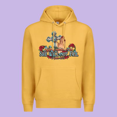 She Will Not Fail Psalm Christian Cross Pray Premium Hoodie Designed By Nancycooperartshop