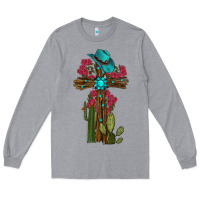 Heather Grey cross gemstone cactus roses cowboy hat Long Sleeve Tee - RanaPortraitStore