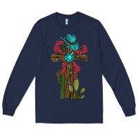 Navy cross gemstone cactus roses cowboy hat Long Sleeve Tee - RanaPortraitStore