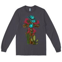 Smoke cross gemstone cactus roses cowboy hat Long Sleeve Tee - RanaPortraitStore