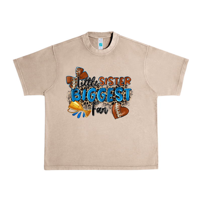 Little Sister Biggest Fan Football Urban Heavy Tee by Zillion Design Studio | Teevron