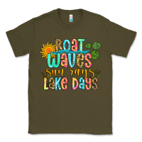 Army Green boat waves sun rays lake days Classic Tee - Zillion Design Studio