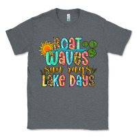 Charcoal Heather boat waves sun rays lake days Classic Tee - Zillion Design Studio