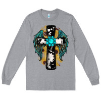 Heather Grey cross gemstone wings Long Sleeve Tee - RanaPortraitStore