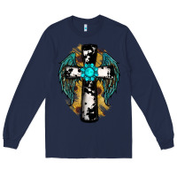 Navy cross gemstone wings Long Sleeve Tee - RanaPortraitStore