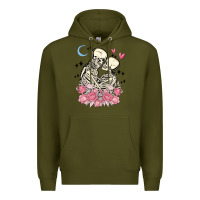 Army Green the lovers skeletons Premium Hoodie - MaliasSmallBusiness