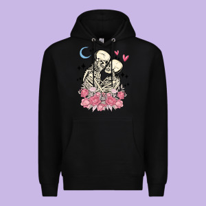 The Lovers Skeletons Premium Hoodie Designed By Maliassmallbusiness