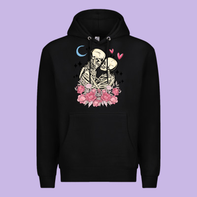 The Lovers Skeletons Premium Hoodie Designed By Maliassmallbusiness