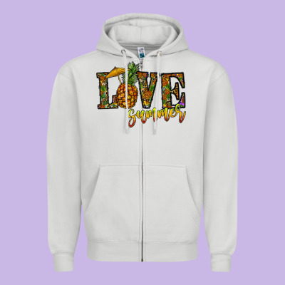 Love Summer Pinapple Zipper Hoodie Designed By Cowhidedigitalart