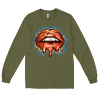 Army Green basketball lips Long Sleeve Tee - Zillion Design Studio