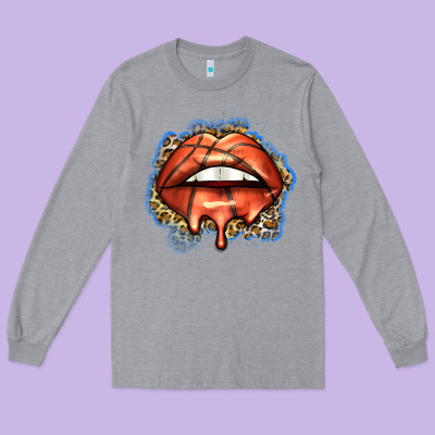 Basketball Lips Long Sleeve Tee Designed By Zillion Design Studio