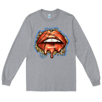 Heather Grey basketball lips Long Sleeve Tee - Zillion Design Studio