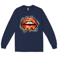 Navy basketball lips Long Sleeve Tee - Zillion Design Studio