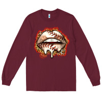 Burgundy baseball lips Long Sleeve Tee - Zillion Design Studio