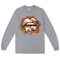 Heather Grey baseball lips Long Sleeve Tee - Zillion Design Studio