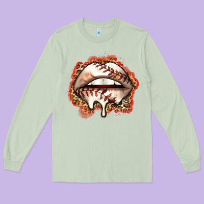 Baseball Lips Long Sleeve Tee Designed By Zillion Design Studio
