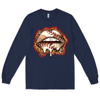 Navy baseball lips Long Sleeve Tee - Zillion Design Studio