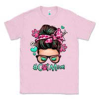 Bubblegum Pink cat mom messy bun Classic Tee - Zillion Design Studio