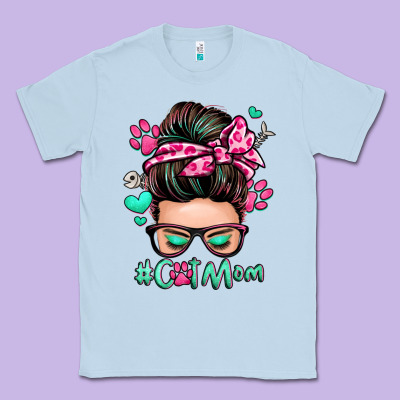 Cat Mom Messy Bun Classic Tee Designed By Zillion Design Studio