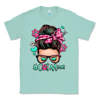 Seafoam cat mom messy bun Classic Tee - Zillion Design Studio