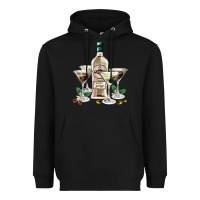 Black martini glasses and martini bottle Heavyweight Hoodie - AdoDesignShop