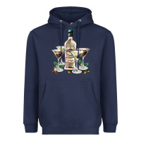 Navy martini glasses and martini bottle Heavyweight Hoodie - AdoDesignShop