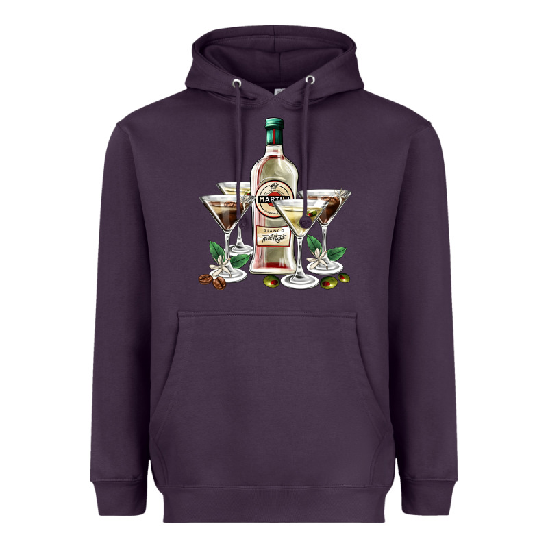 Martini Glasses And Martini Bottle Heavyweight Hoodie by AdoDesignShop | Teevron