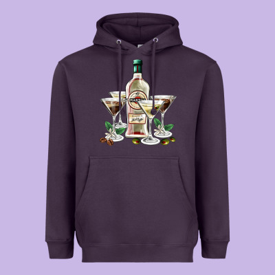Martini Glasses And Martini Bottle Heavyweight Hoodie Designed By Adodesignshop
